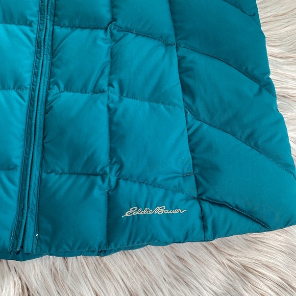 Eddie Bauer Down Puffer Vest EB650 Fill Storm Repel Blue Green Womens Medium - Picture 5 of 9